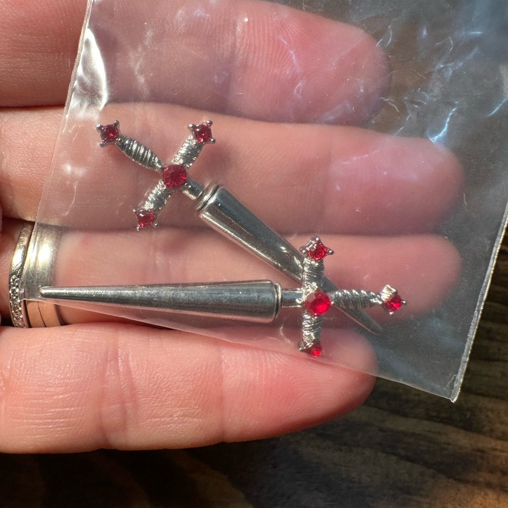 Gothic Sword Earrings for Women & Men, Punk Style Dangle & Stud Dagger Earrings - Picture 4 of 4